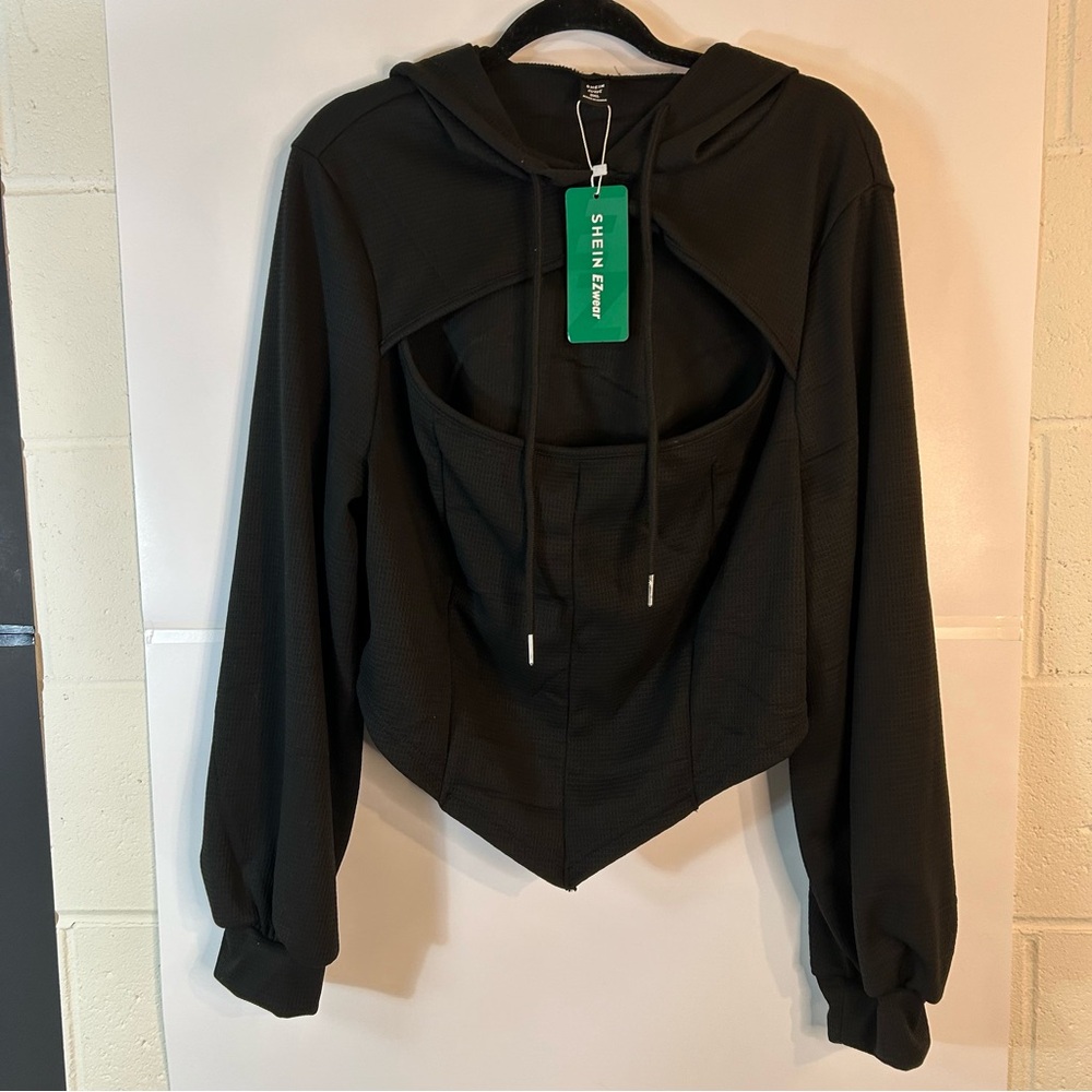 SHEIN Curve Black Hooded Jacket